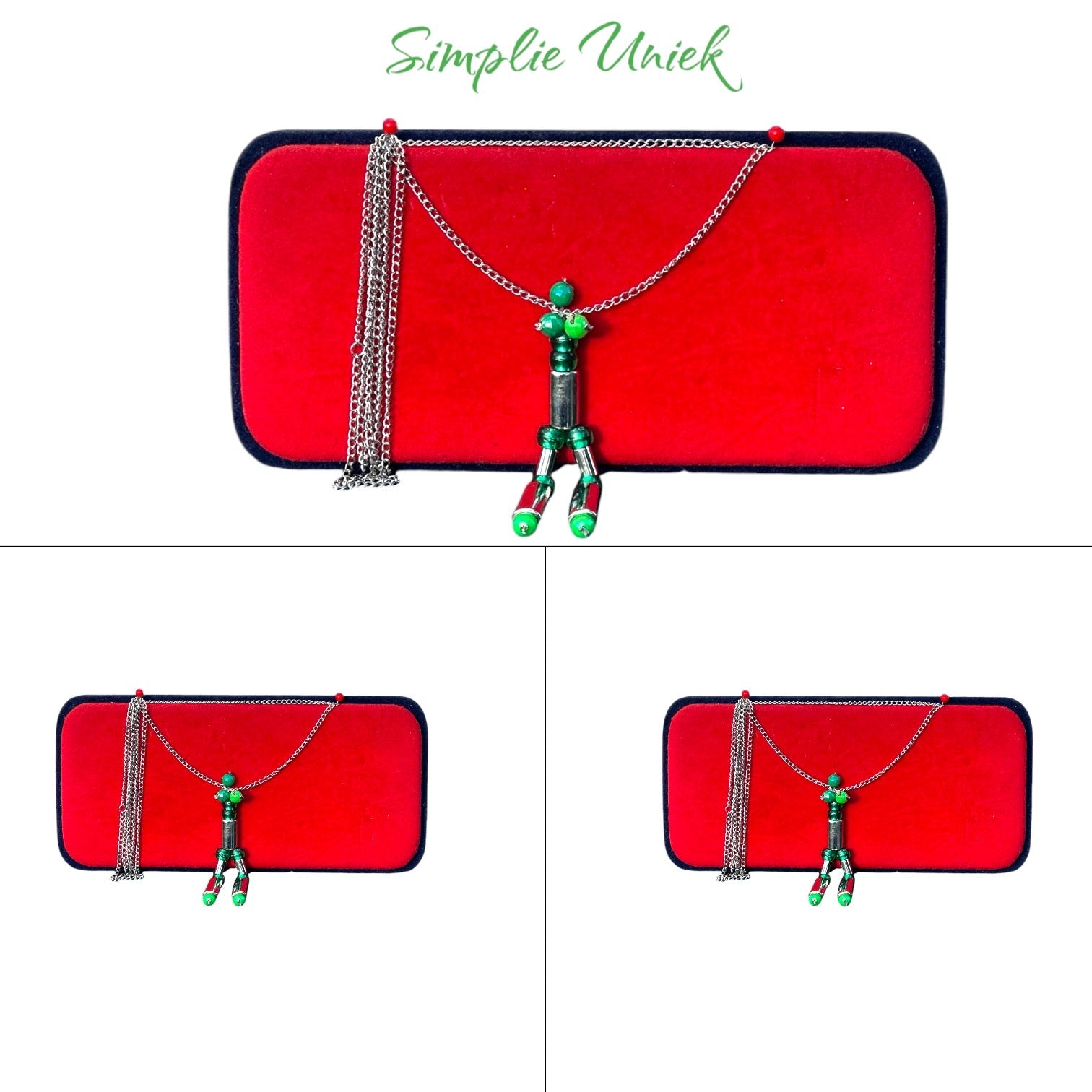 Green and Red Christmas Necklace.